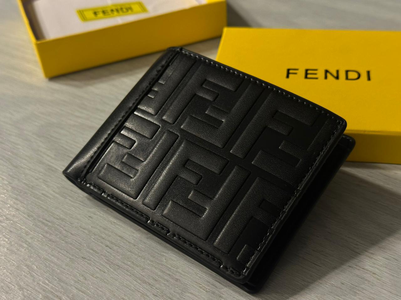 FENDI FF Leather Wallet -Black