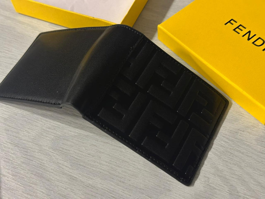 FENDI FF Leather Wallet -Black