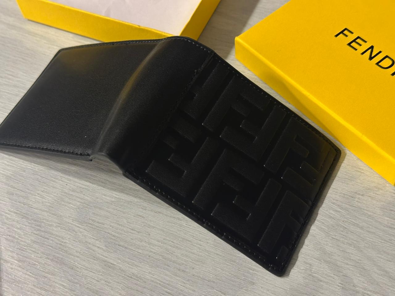 FENDI FF Leather Wallet -Black