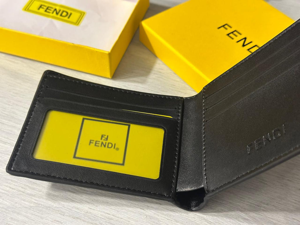 FENDI FF Leather Wallet -Black