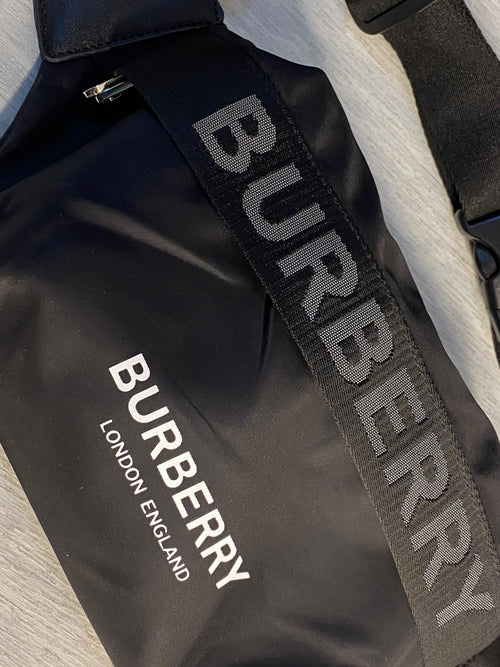 Burberry Logo Print Waterproof Waist Bag - Black